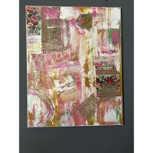 Original Abstract Painting On Canvas Mixed Media 16 X 20 Titled Patchwork Dreams